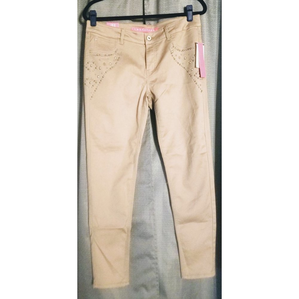 New w/o tags:  Tinseltown Denim Couture Tan Skinny Jeans:  Size 11